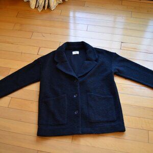 Marine Layer Birdseye Blazer Chunky Knit Jacket Black Button Front Size M